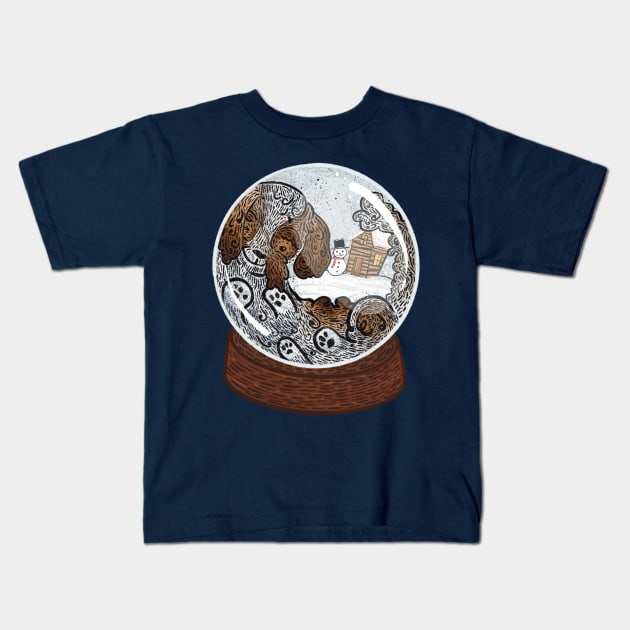 Cartoon Shih Tzu Trapped In Snow Globe Kids T-Shirt by SubtleSplit